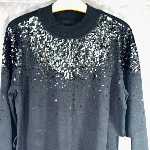 Vince Camuto NWT Sz XXL Elegant Black Sequin Dress MIDI **missing belt** - Picture 2 of 9